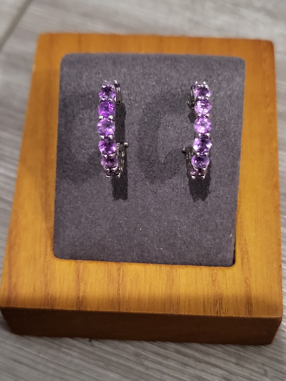 Brand New Purple African Amethyst Huggie Hoop Earrings - Women Jewelry